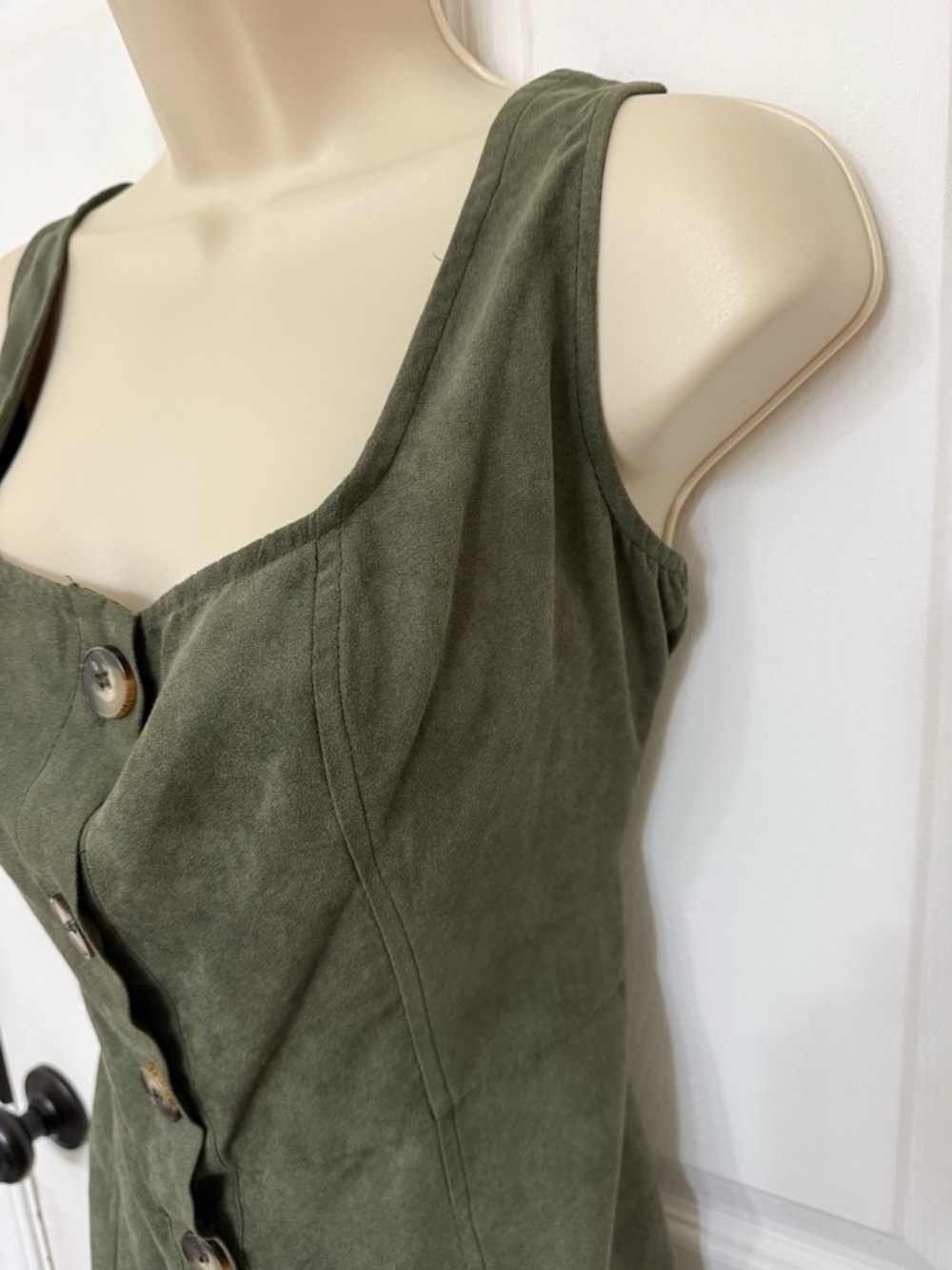 NWT Primark Olive Green Button Front Mini Dress Sleeveless Utility Size 10 - Picture 7 of 11